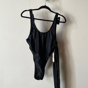 RIS-K MD BLACK TIE WAIST HIGH LEG ONE PIECE SWIMSUIT